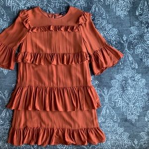 Madewell Silk Waterlily Ruffle Dress Size 0
